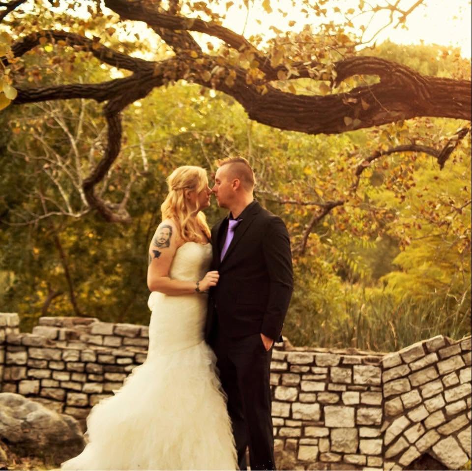 Kirsten and her groom face to face at their wedding
